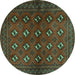 Round Persian Turquoise Traditional Rug, tr3892turq