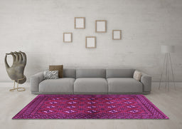 Machine Washable Persian Purple Traditional Area Rugs in a Living Room, wshtr3892pur