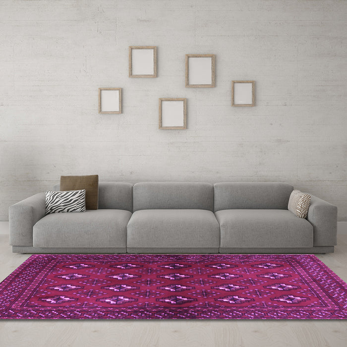 Machine Washable Persian Purple Traditional Area Rugs in a Living Room, wshtr3892pur