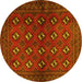 Round Machine Washable Persian Yellow Traditional Rug, wshtr3892yw