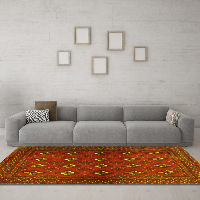 Machine Washable Persian Yellow Traditional Rug in a Living Room, wshtr3892yw