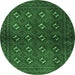 Round Machine Washable Persian Emerald Green Traditional Area Rugs, wshtr3892emgrn