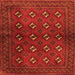 Round Machine Washable Persian Orange Traditional Area Rugs, wshtr3892org