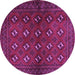 Round Machine Washable Persian Purple Traditional Area Rugs, wshtr3892pur