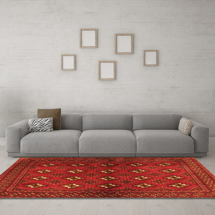 Machine Washable Persian Orange Traditional Area Rugs in a Living Room, wshtr3892org