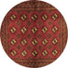 Round Persian Brown Traditional Rug, tr3892brn