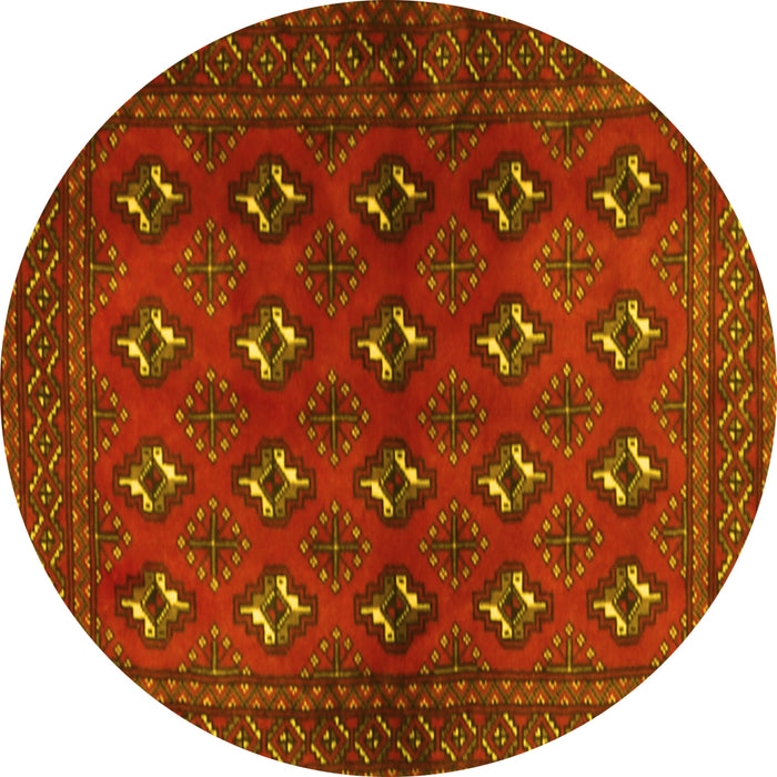 Round Persian Yellow Traditional Rug, tr3892yw