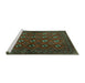 Sideview of Machine Washable Persian Turquoise Traditional Area Rugs, wshtr3892turq