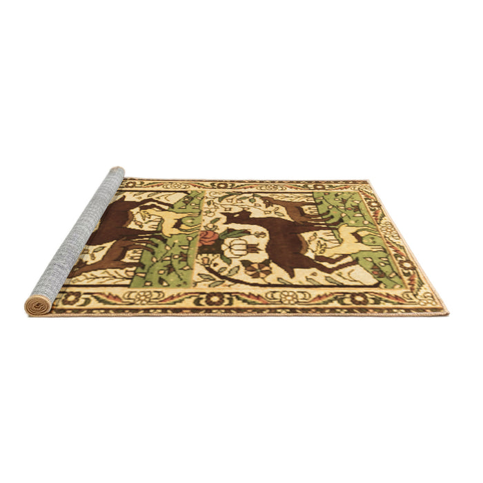 Sideview of Machine Washable Persian Brown Traditional Rug, wshtr3893brn