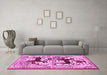 Machine Washable Persian Pink Traditional Rug in a Living Room, wshtr3893pnk