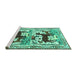 Sideview of Machine Washable Persian Turquoise Traditional Area Rugs, wshtr3893turq