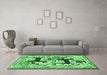 Machine Washable Persian Emerald Green Traditional Area Rugs in a Living Room,, wshtr3893emgrn