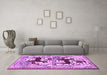 Machine Washable Persian Purple Traditional Area Rugs in a Living Room, wshtr3893pur