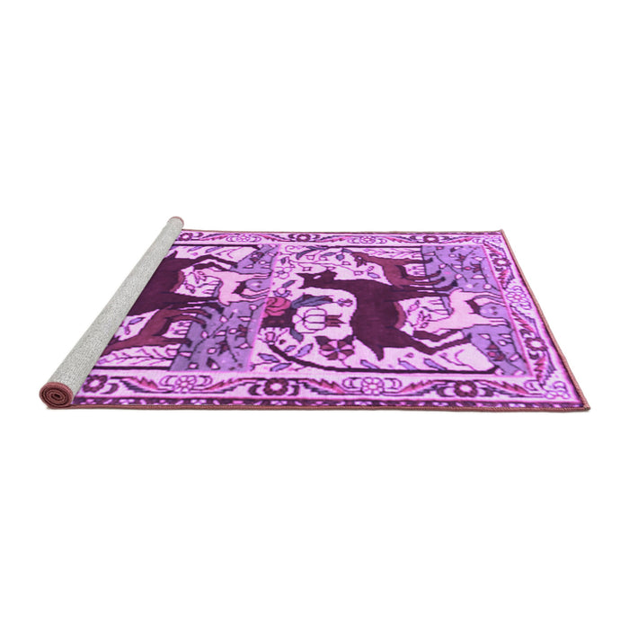 Sideview of Machine Washable Persian Purple Traditional Area Rugs, wshtr3893pur