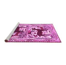 Sideview of Machine Washable Persian Pink Traditional Rug, wshtr3893pnk