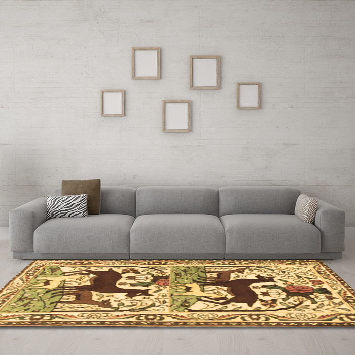 Machine Washable Persian Brown Traditional Rug in a Living Room,, wshtr3893brn