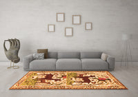 Machine Washable Persian Orange Traditional Rug, wshtr3893org