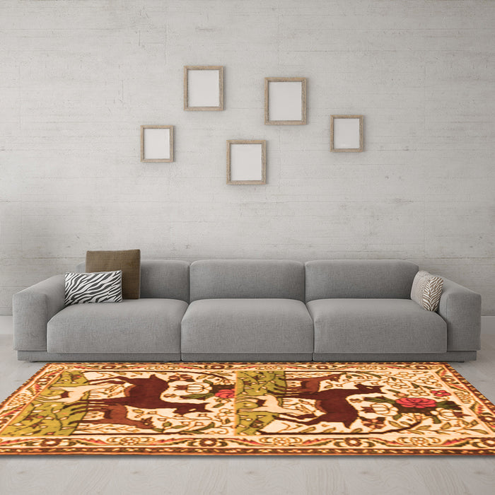 Machine Washable Persian Orange Traditional Area Rugs in a Living Room, wshtr3893org
