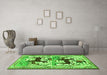 Machine Washable Persian Green Traditional Area Rugs in a Living Room,, wshtr3893grn