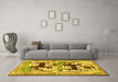 Machine Washable Persian Yellow Traditional Rug in a Living Room, wshtr3893yw