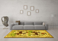 Machine Washable Persian Yellow Traditional Rug, wshtr3893yw