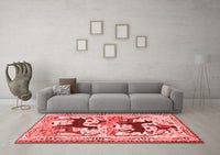 Machine Washable Persian Red Traditional Rug, wshtr3893red