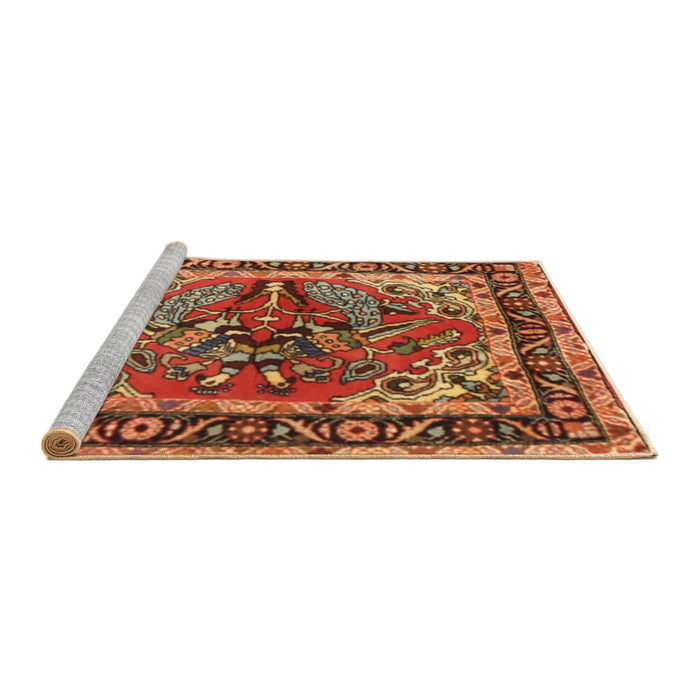 Sideview of Machine Washable Traditional Tomato Red Rug, wshtr3894