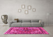 Machine Washable Persian Pink Traditional Rug in a Living Room, wshtr3894pnk