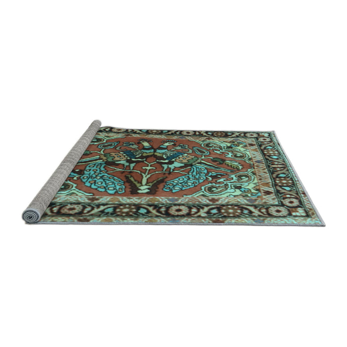 Sideview of Machine Washable Persian Light Blue Traditional Rug, wshtr3894lblu