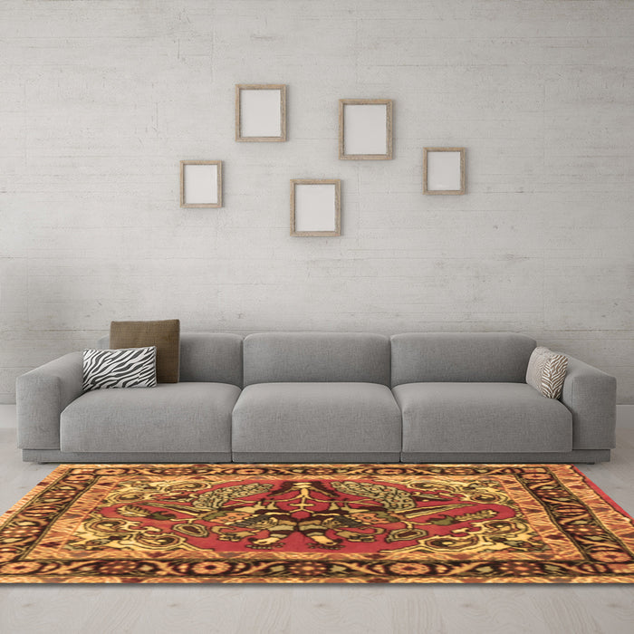 Machine Washable Persian Brown Traditional Rug in a Living Room,, wshtr3894brn