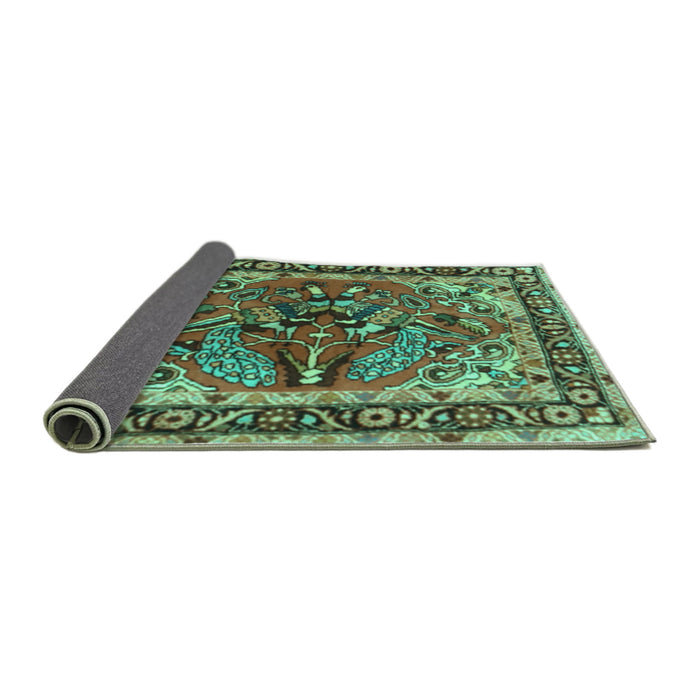 Sideview of Persian Turquoise Traditional Rug, tr3894turq