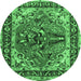 Round Persian Emerald Green Traditional Rug, tr3894emgrn