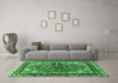 Machine Washable Persian Emerald Green Traditional Area Rugs in a Living Room,, wshtr3894emgrn