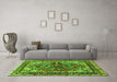 Machine Washable Persian Green Traditional Area Rugs in a Living Room,, wshtr3894grn