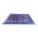 Sideview of Machine Washable Persian Blue Traditional Rug, wshtr3894blu