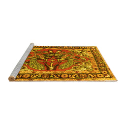 Sideview of Machine Washable Persian Yellow Traditional Rug, wshtr3894yw