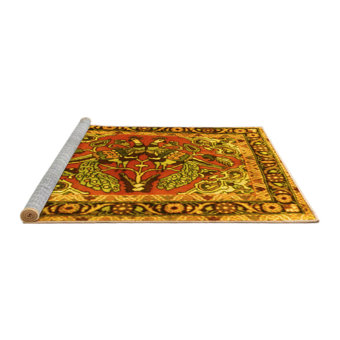 Sideview of Machine Washable Persian Yellow Traditional Rug, wshtr3894yw