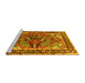 Sideview of Machine Washable Persian Yellow Traditional Rug, wshtr3894yw