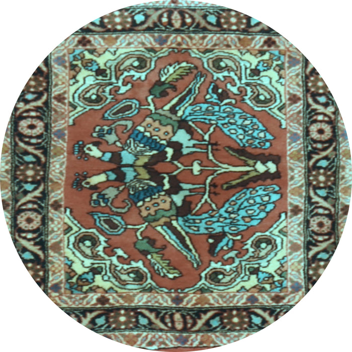 Round Persian Light Blue Traditional Rug, tr3894lblu