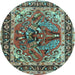 Round Persian Light Blue Traditional Rug, tr3894lblu