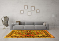 Machine Washable Persian Yellow Traditional Rug, wshtr3894yw