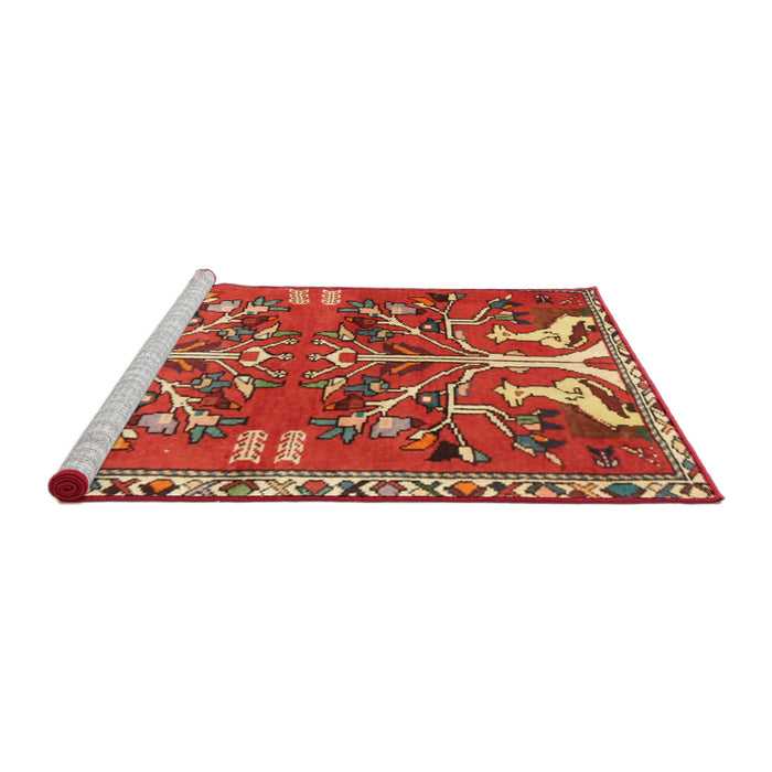 Sideview of Machine Washable Traditional Red Rug, wshtr3895
