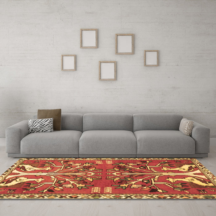 Machine Washable Persian Brown Traditional Rug in a Living Room,, wshtr3895brn