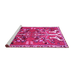 Sideview of Machine Washable Persian Pink Traditional Rug, wshtr3895pnk