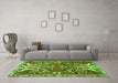 Machine Washable Persian Green Traditional Area Rugs in a Living Room,, wshtr3895grn