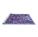 Sideview of Machine Washable Persian Blue Traditional Rug, wshtr3895blu