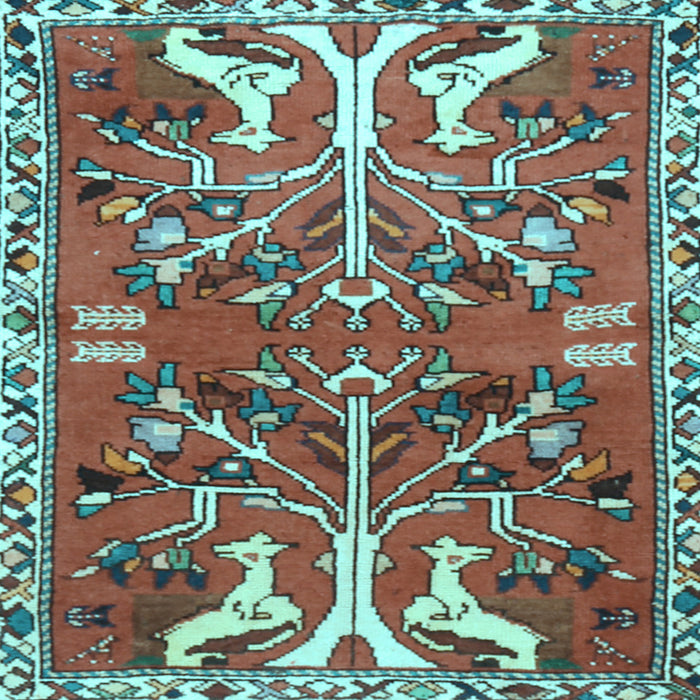 Square Machine Washable Persian Light Blue Traditional Rug, wshtr3895lblu