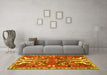 Machine Washable Persian Yellow Traditional Rug in a Living Room, wshtr3895yw