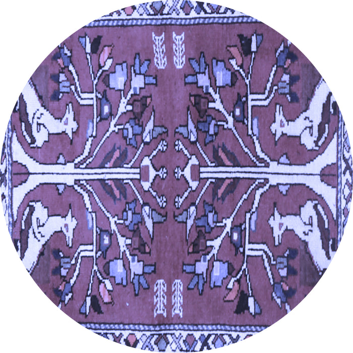Round Persian Blue Traditional Rug, tr3895blu