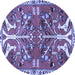 Round Persian Blue Traditional Rug, tr3895blu